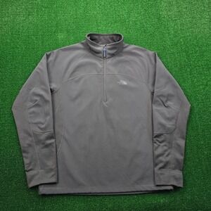 The North Face Cedar Trail Grid Jacket Mens Large Gray Quarter Zip Pullover